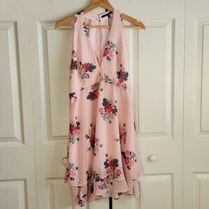 19 Cooper Women's Pink Floral Halter Dress Size SM Fairycore Whimsical Coquette